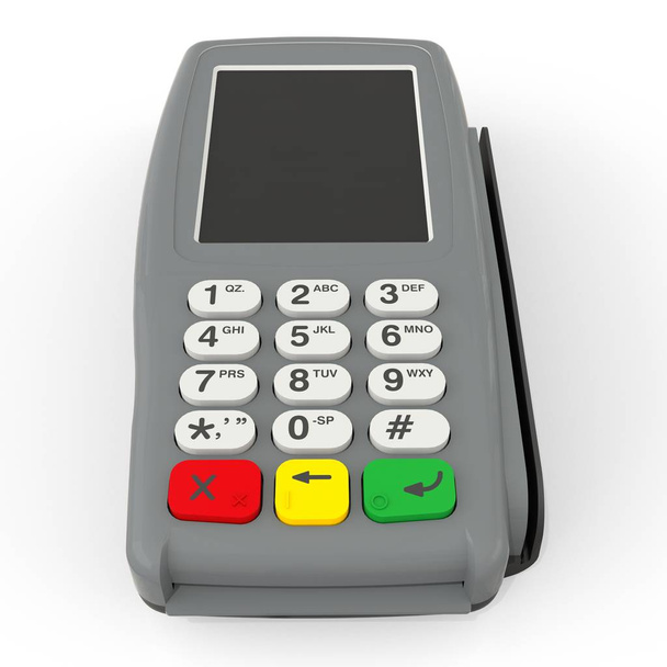 Card payment terminal. POS terminal isolated on white background. 3d rendering - Photo, Image