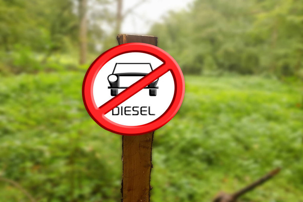 Señal de tráfico alemana Señal de tráfico alemana hablar. Concepto Zona libre de diesel, zona medioambiental, prohibición de diesel, prohibición de diesel o prohibición de conducir - Foto, imagen