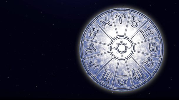 Signes astrologiques du zodiaque à l'intérieur du cercle de l'horoscope argenté
 - Photo, image