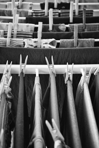 Prané oblečení na sušícím stojanu - Fotografie, Obrázek