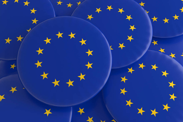 Kupie UE odznaki, ilustracja 3d - Zdjęcie, obraz