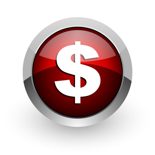 us dollar red circle web glossy icon - Фото, зображення