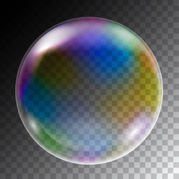 realistische Darstellung bunter Seifenblasen von runder Form mit Reflexionen, isoliert auf transparentem Hintergrund - Vektor - Vektor, Bild