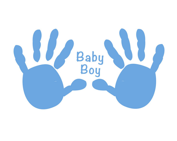 Impressões da mão do bebé. Menino bebê bebê mãos fundo
 - Vetor, Imagem