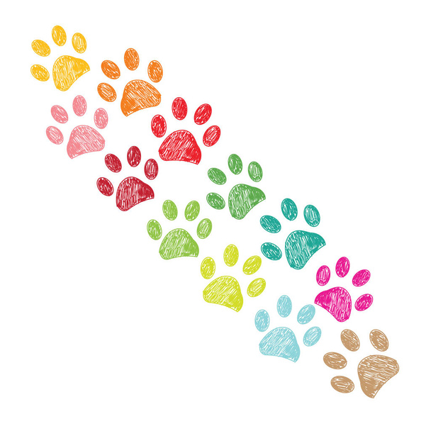 Colorful paw print vector background - Vector, Image