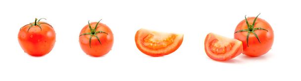 Collection of tomato in different variations isolated on white background. Clipping Path. Seamless pattern with tomatoes. - Fotó, kép