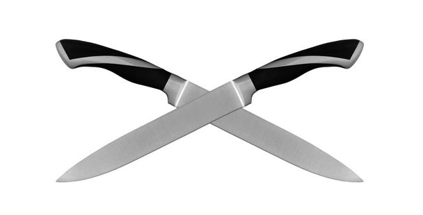 A large kitchen knife close-up. White background - Фото, изображение