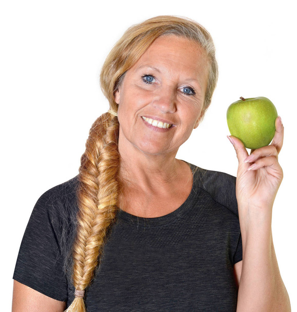 retiree healthy nutrition vitamins apple fit happy - Photo, Image