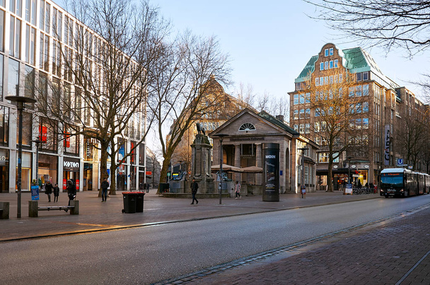 Germany. Hamburg Houses on the shopping street Moenckebergstrasse in Hamburg. February 13, 2018 - Foto, afbeelding