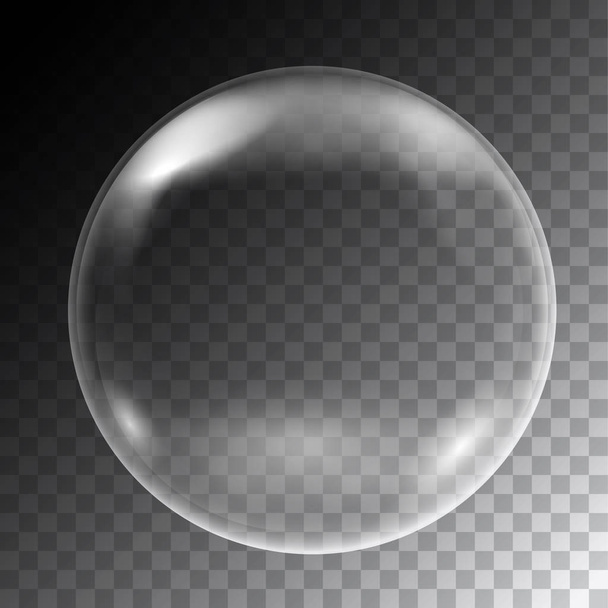 Realistic illustration of soap bubbles of round shape with reflections, isolated on transparent background - vector - Vector, Image