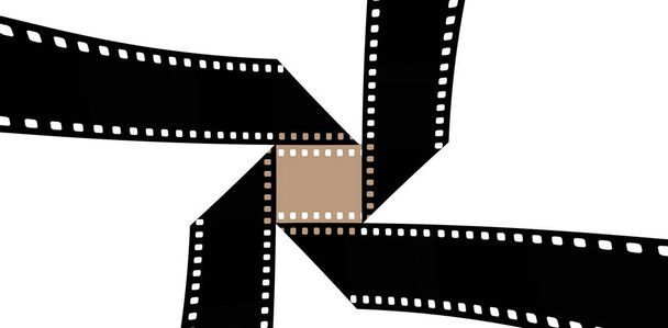 35mm film is seen in an interesting shape to be used to illustrate the idea of motion pictures, cinema, movie. This is an illustration. - Photo, Image