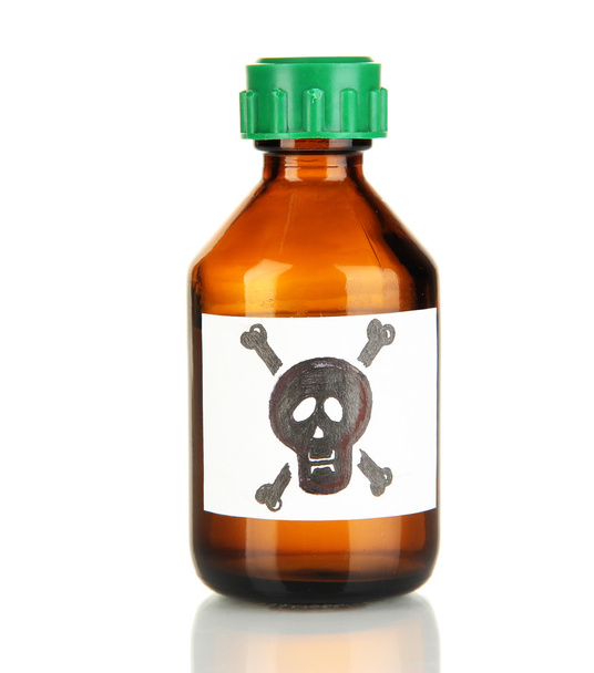 Deadly poison in bottle isolated on white - Fotografie, Obrázek