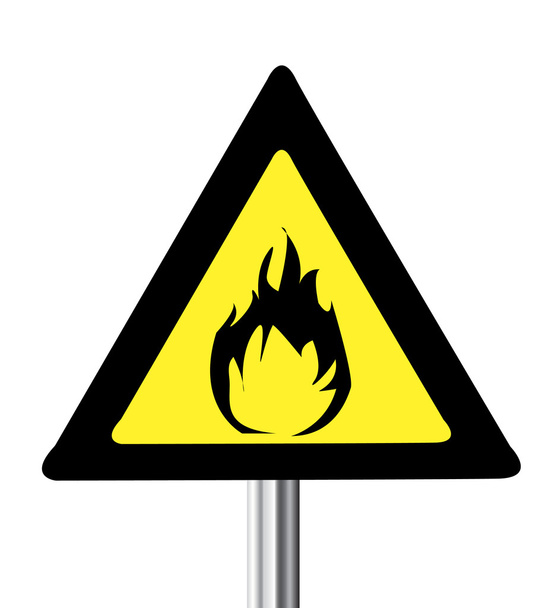 yellow triangle flammable warning sign - Вектор, зображення