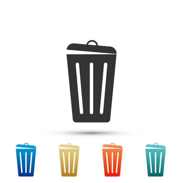 Trash can icon isolated on white background. Garbage bin sign. Set elements in colored icons. Flat design. Vector Illustration - Vector, Image