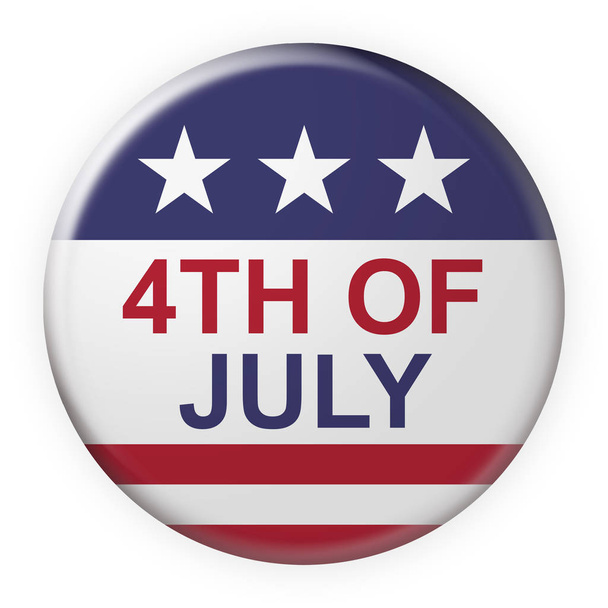 Τέταρτο του Ιουλίου κουμπί με μας σημαία, 3d απεικόνιση - Φωτογραφία, εικόνα