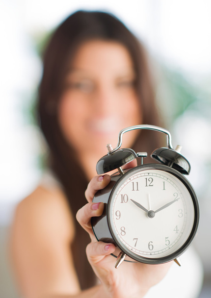 Woman Holding Clock - Foto, Imagem
