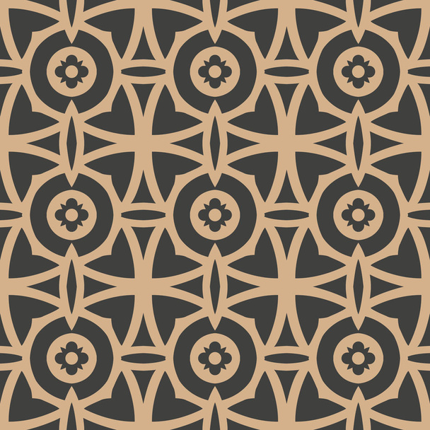 Vector damask seamless retro pattern background polygon round cross frame line flower. Elegant luxury brown tone design for wallpapers, backdrops and page fill. - Vector, Image