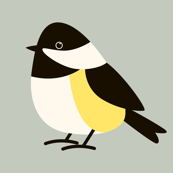 sýkorka pták, plochý, zobrazení profilu - Vektor, obrázek