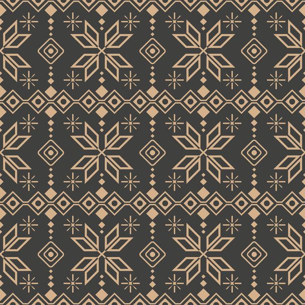 Vector damask seamless retro pattern background check polygon geometry cross star frame line flower. Elegant luxury brown tone design for wallpapers, backdrops and page fill. - Vector, Image