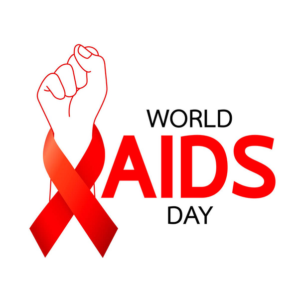 Giornata mondiale dell'AIDS. Nastro rosso con manciata. Aids Awareness icon design per poster, banner, t-shirt. Illustrazione vettoriale isolata su sfondo bianco
. - Vettoriali, immagini
