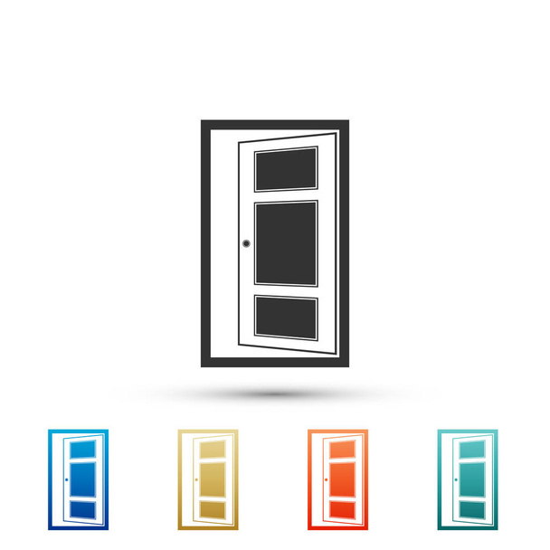Open door icon isolated on white background. Set elements in colored icons. Flat design. Vector Illustration - Vector, Image