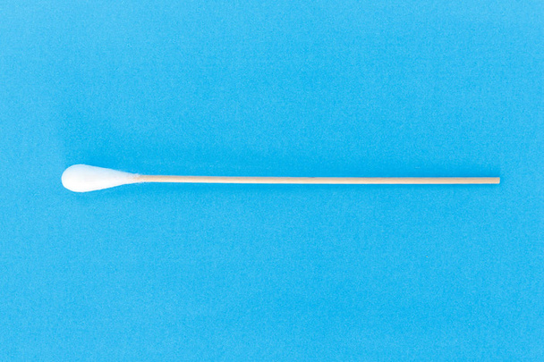 cotton bud, swab clean healthcare top view on blue background - Photo, Image