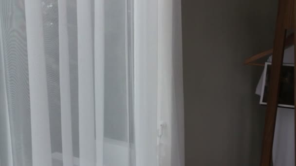 Átlátszó fehér függöny, ablak, stock footage - Felvétel, videó