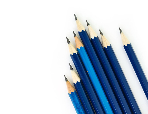 pencil blue tool art on white background - Photo, Image