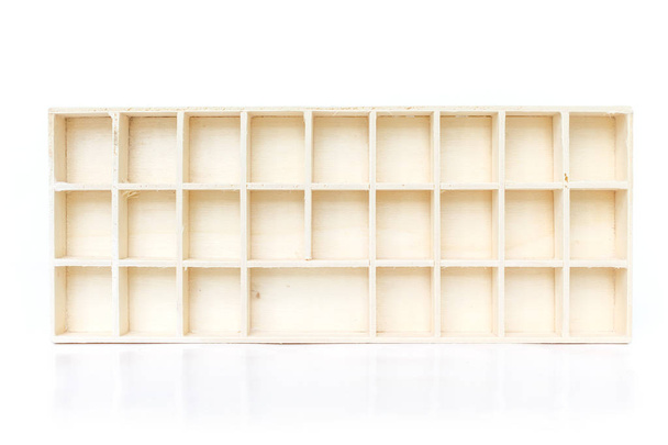 wooden shelf box empty on white background - Photo, Image