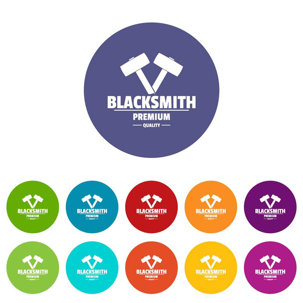 Premium blacksmith icons set vector color - Vector, Image