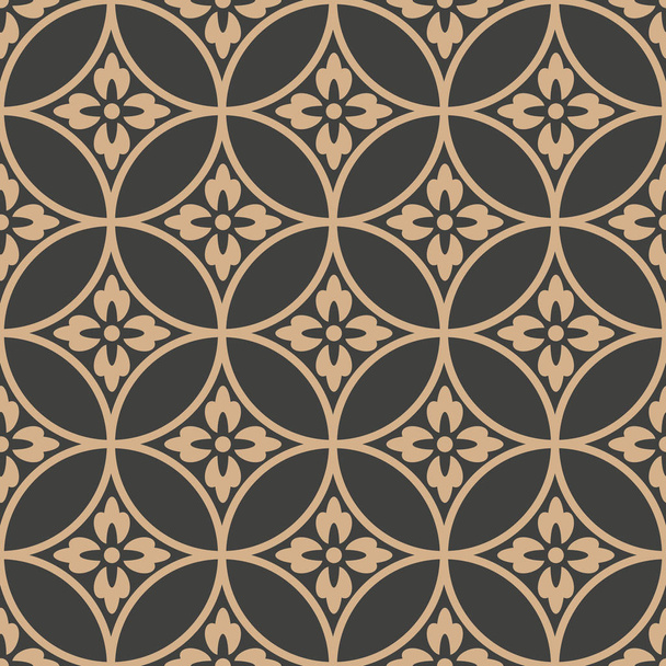 Vector damask seamless retro pattern background oriental round cross frame chain flower. Elegant luxury brown tone design for wallpapers, backdrops and page fill. - Vector, Image