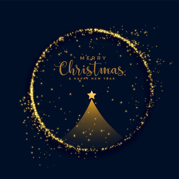 shiny merry christmas tree golden particles background - Vecteur, image