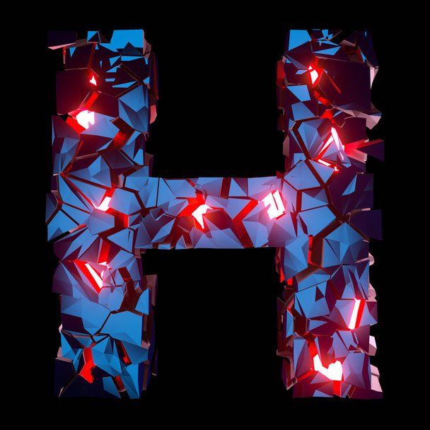 Lichtgevende letter H is samengesteld uit abstracte veelhoekige shapes - Foto, afbeelding