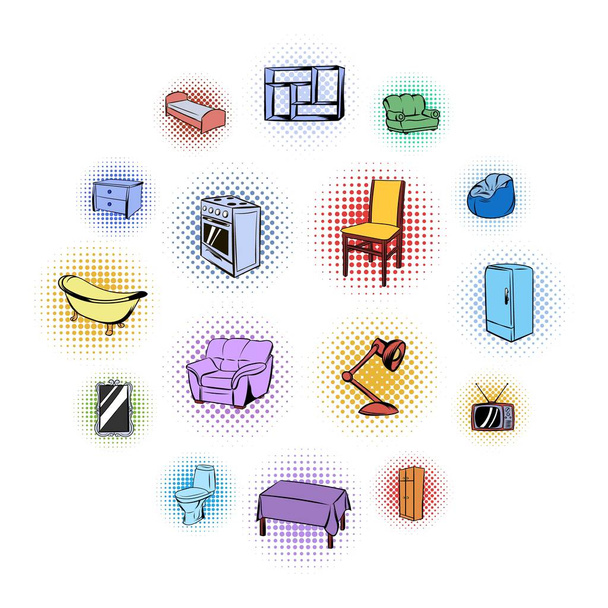 Conjunto de iconos de cómics de muebles
 - Vector, imagen