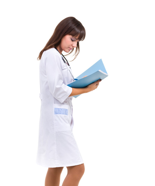 Medical doctor woman with stethoscope and folder - Φωτογραφία, εικόνα