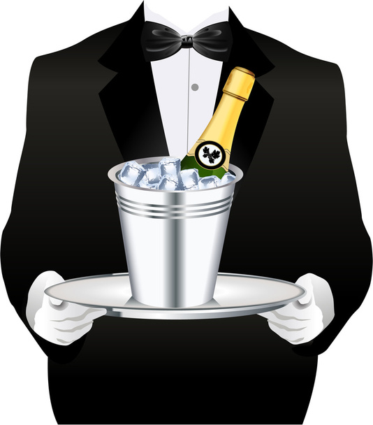 Camarero con champán
 - Vector, Imagen