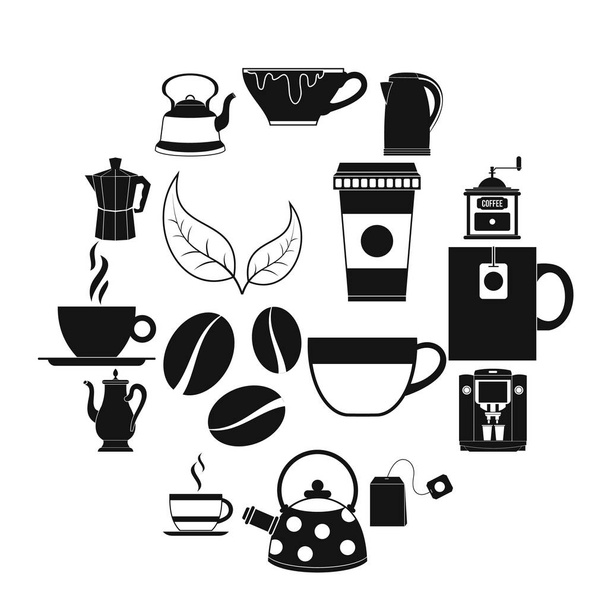Tea és kávé ikonok beállítása - Vektor, kép