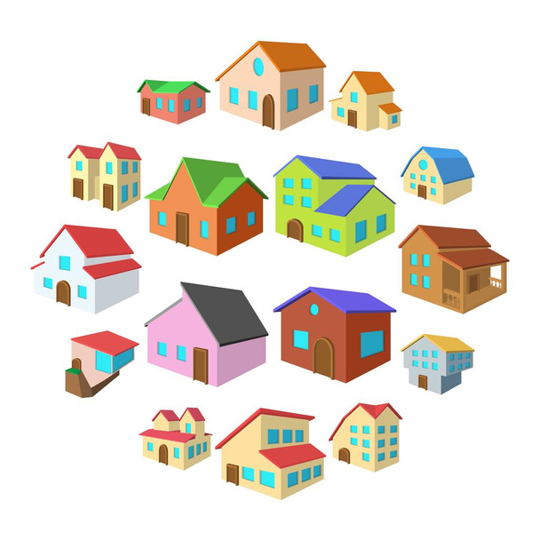 Houses cartoon icons set - Vettoriali, immagini