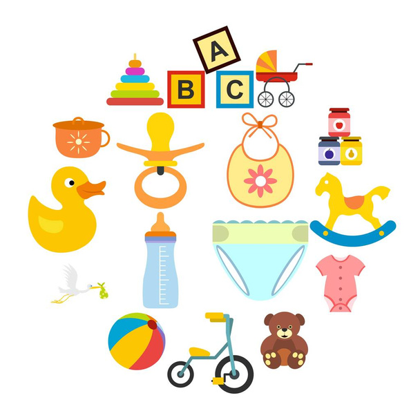 Set di icone piatte bambino
 - Vettoriali, immagini