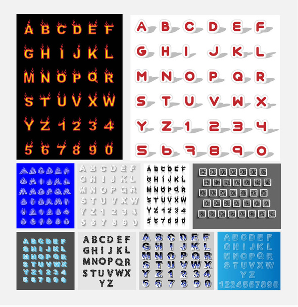 Alfabeto estilo simples com sombras azul nova edição
 - Vetor, Imagem