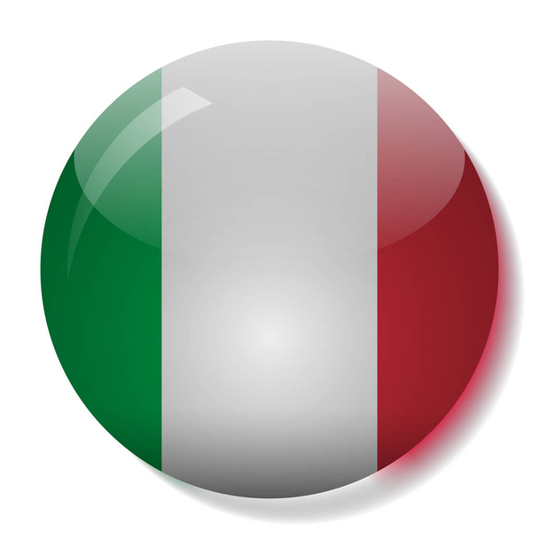 Italiaanse vlag glas knop vectorillustratie - Vector, afbeelding
