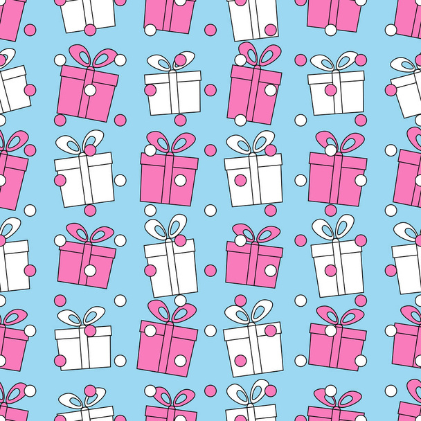 Seamless Pattern with Picture of Gift Boxes - Vektor, Bild
