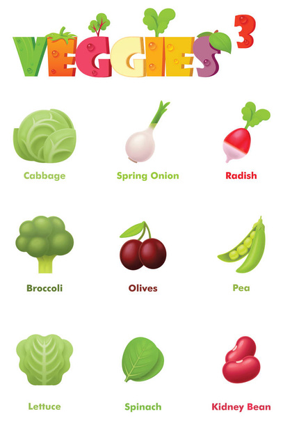Conjunto de ícones de vegetais vetoriais
 - Vetor, Imagem