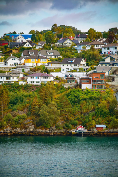 Bergen, Noorwegen uitzicht met kleurrijke huizen - Foto, afbeelding