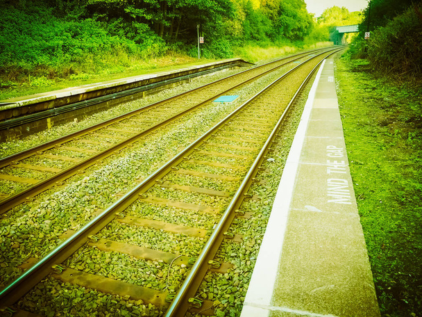 Železniční koleje pro vlak archivní vyvrcholení retro v MHD - Fotografie, Obrázek