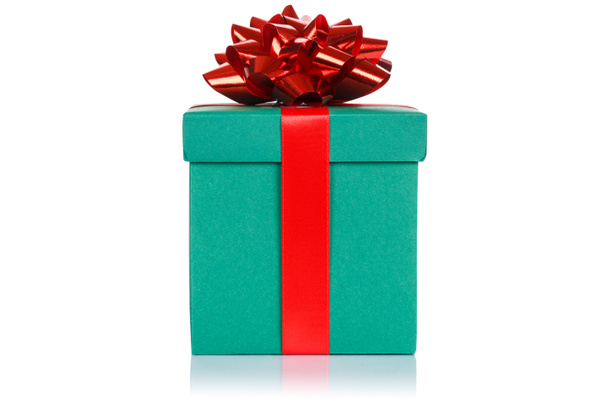 Різдвяний подарунок на день народження подарунок весілля темно-зелена коробка ізольована на білому тлі
 - Фото, зображення