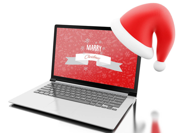 3d ilustration. Shopping online for christmas. Christmas concept. Isolated white background - Φωτογραφία, εικόνα