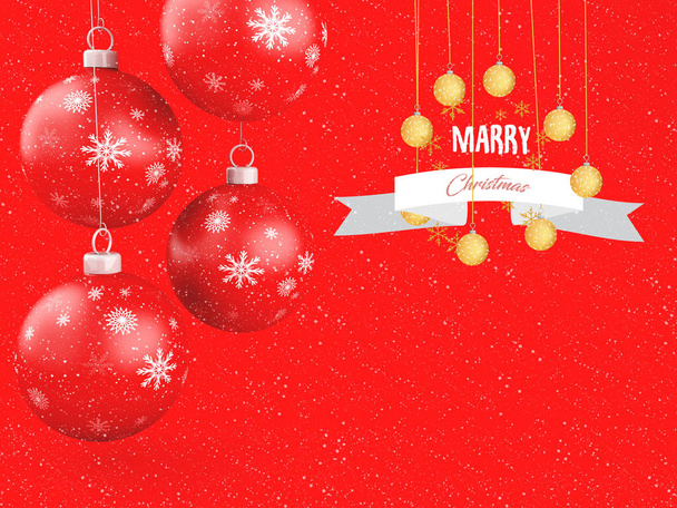 Illustration 3D. Des boules de Noël rouges. Ornement traditionnel joyeux vacances d'hiver et Joyeux Noël concept
. - Photo, image