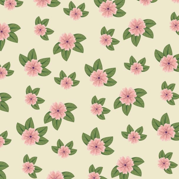 cute floral style with leaves background - Vector, imagen