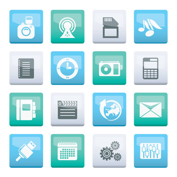 Prestazioni del telefono, Icone Business e Office su sfondo a colori - Set di icone vettoriali
 - Vettoriali, immagini